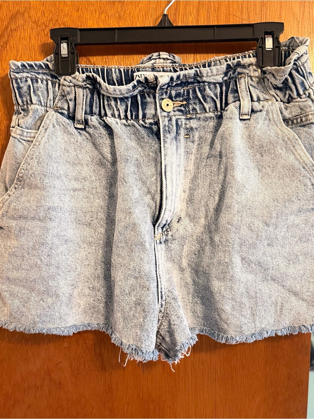 Zara light Wash Denim Paperbag Waist Women's Shorts